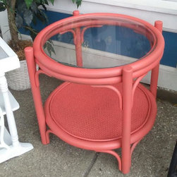 Painted Rattan End Table - Side Tables And End Tables