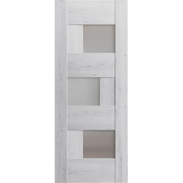 Slab Barn Door 32 x 84, 6933 Nordic White & Frosted Glass, Sliding