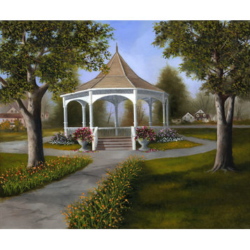 "The Gazebo" Canvas Painting by H. Hargrove, 16"x12"