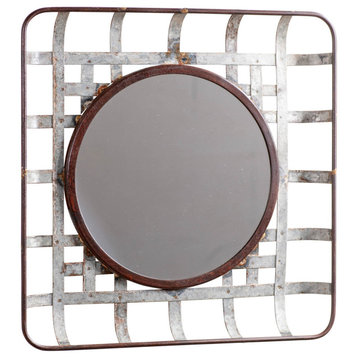 Irvins Country Tinware Metal Tobacco Basket Wall Mirror