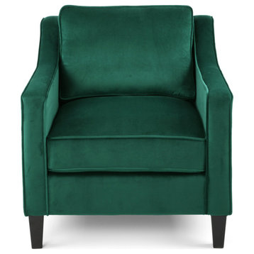 Desdemona Velvet Club Chair, Green and Dark Brown