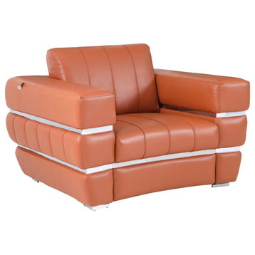 Ferrara Genuine Italian Leather Modern Chair, Camel