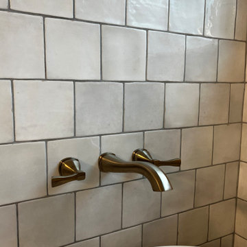 White & Gray Master Bathroom at Woodforest