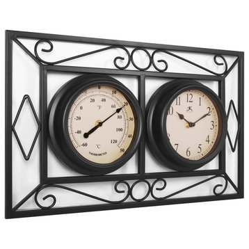 Bookend 11 1/2" Clock/Thermometer