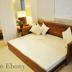Knossos Sofa Cum Bed Teakwood with Rosewood Inlay - Daybeds