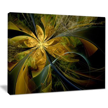 "Symmetrical Fractal Flower in Gold" Modern Floral Canvas Print, 20"x12"