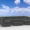 Oahu Outdoor Patio Furniture Sofa Sectional, 7-Piece Set, Charcoal