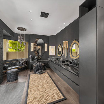 Versace-inspired primary bathroom suite