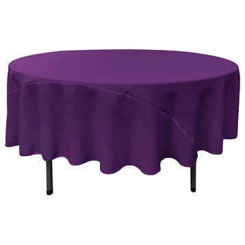 LA Linen Round Polyester Poplin, Purple, 90" Round