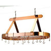 Oval Satin Copper Pot Rack With Grid And 16 Hooks