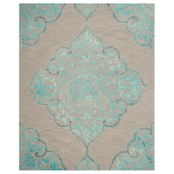Safavieh Dip Dye Collection DDY510 Rug, Gray/Turquoise, 8'x10'