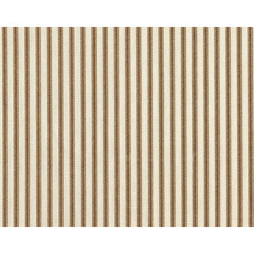 72" Tablecloth Round Suede Brown Ticking Stripe with Gingham Topper