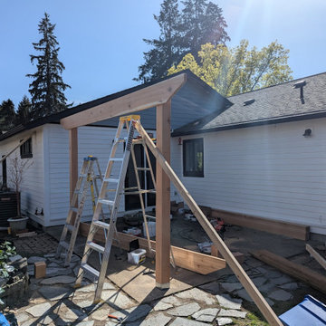 Cedar Patio Cover with Polycarbonate Roof and Matching Deck