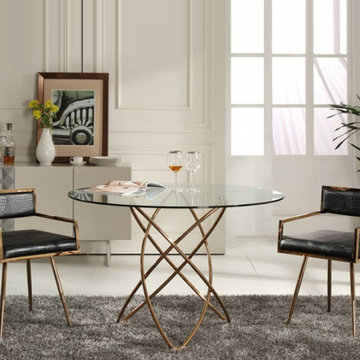 Rosario clear glass top and black modern dining collection!