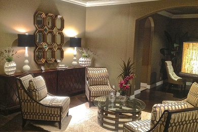 Example of a transitional living room design in Austin