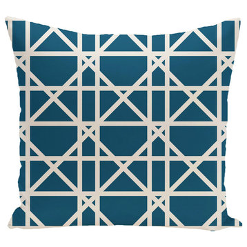 Trellis Geometric Print Pillow, Teal, 16"x16"