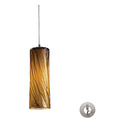 Elk Lighting - Elk Lighting Maple 1 Light Pendant in Satin Nickel with Amber Glass - Pendant Lighting