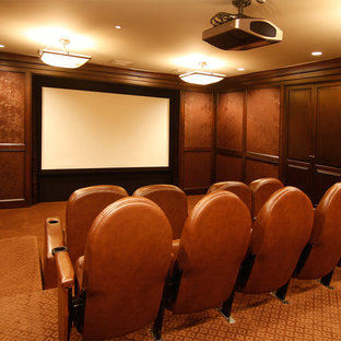 Inspiration for a timeless home theater remodel in Providence
