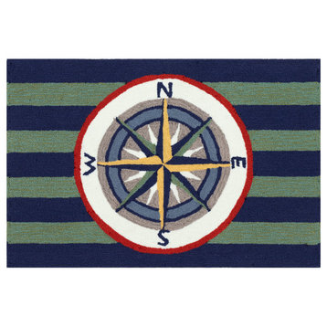Frontporch Striped Compass Indoor/Outdoor Rug Multi 2'6"x4'