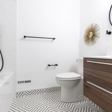 Beautiful Pattern Modern Tile Bathroom with Soaking Tub - Renton, WA