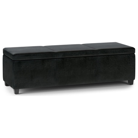 Avalon Extra Large Storage Ottoman Bench, Midnight Black