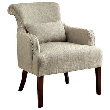 Furniture of America Gabe Contemporary Fabric Upholstered Accent Chair in Beige