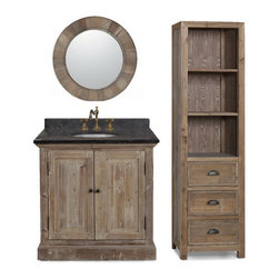 36 inch Rustic Single Sink Bathroom Vanity Marble Top - Bathroom Vanities And Sink Consoles