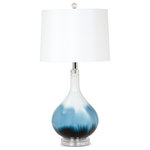 Lux Lighting - Ombre 28" Blue Tone Glass Table Lamp, Set of 2 - Introducing the 28-Inch Blue Tone Glass Table Lamp, a striking lighting masterpiece that effortlessly combines artistry and function. This lamp is designed to illuminate your space with elegance and style while serving as a captivating focal point.