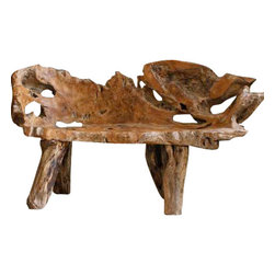 The Birdhouse Chick - Teak Root Bench, Small - Outdoor Benches