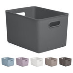 Superio - Superio Ribbed Storage Bin, Plastic Storage Basket, Grey, 22 L - Organizing your space with these colorful storage bins, from baby clothes to living room extra organization, keep your surroundings neat and tidy. The storage basket comprises thick plastic with a built-in handle with a ribbed design and solid construction, ideal for organizing closet and pantry items.