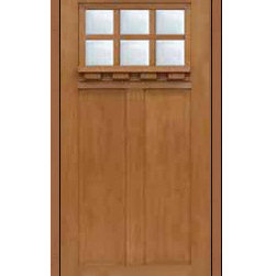Single Door 80 Fiberglass Craftsman 2 Panel 6 Lite SDL Glass - Front Doors