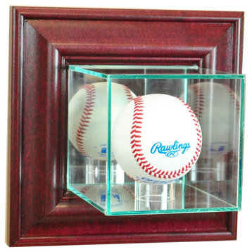 Wall Mounted Baseball Display Case, Cherry