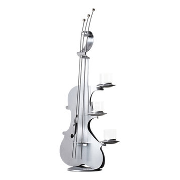 Satellite Silver Violin Candle Holder