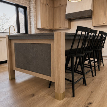 Island Detail - Stone Panel & Brass Foot Accents - Bend, OR