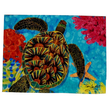 Sea Turtle Swimming in Coral Kitchen and Dining Cloth Placemats Set of 4