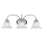 Livex Lighting - Edgemont Bath Light, Chrome - This three light bath vanity from the Edgemont collection is a fine and handsome fixture that features white alabaster glass. Edgemont is comprised of traditional iron forms in an polished chrome finish.