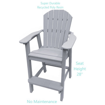 Phat Tommy Tall Adirondack Chair, All Weather Balcony Chair, Poly Furniture, Grey