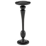 Currey & Company - Talia Bronze Drinks Table - The shape of the Talia Bronze Drinks Table is a riff on turned wood candle-stick shapes that have been popular through the centuries. But this handsome little table is made of cast aluminum that has been treated to a matte bronze finish to make it read as a checkmate move for a space. A high-ball glass, snifter, wine glass or champagne flute has never had it so good as it will placed atop this debonair table!