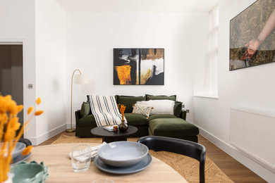 Large trendy living room photo in Other
