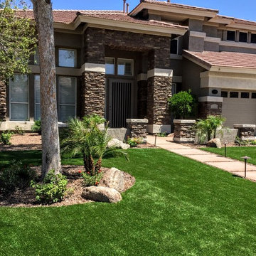 North Phoenix Front Yard Remodel Grass to Turf Conversion