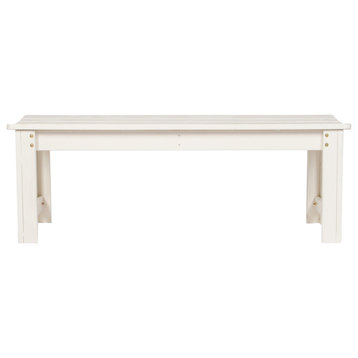 Shine Company 4' Backless Garden Bench With HYDRO-TEX, Eggshell White
