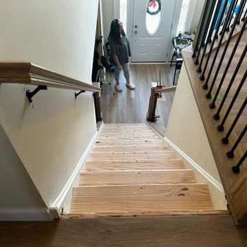 Red Oak Staircase Remodel with Custom Handrails - Bensalem PA