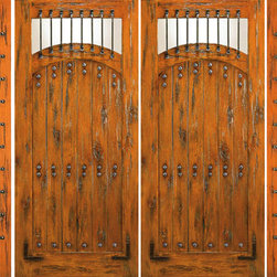 Prehung Double Door with Two Sidelites, Entry, Knotty Alder - Front Doors