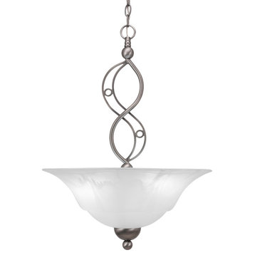 Jazz Pendant With 3 Bulbs, 20" White Marble Glass