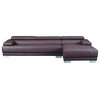 Melody Chocolate Leather Sectional Sofa with Right Chaise