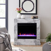 Devon Faux Marble Fireplace, White and Gray
