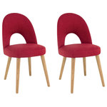 Bentley Designs - Oslo Oak Red Upholstered Chairs, Set of 2 - Oslo Oak Red Upholstered Chair Pair takes inspiration from sophisticated mid-century styling through hints of both retro and Scandinavian design resulting in soft flowing curves throughout. Oslo is a fashionable range that features an eclectic blend of shapes and forms.