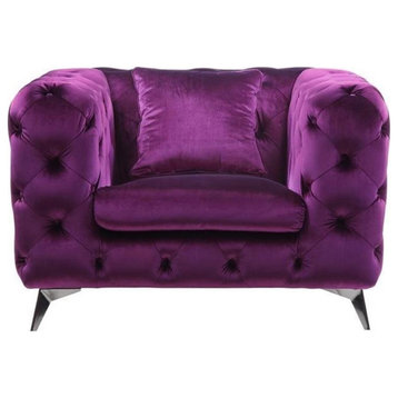 Bowery Hill Transitional / Modern Fabric Chair in Purple Finish