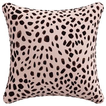 20" Decorative Pillow With Welt, Washed Cheetah Pink Black