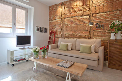 Example of a trendy living room design in Miami